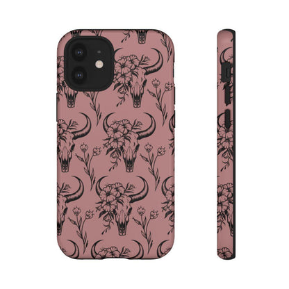 Mauve Floral Skull Tough Case