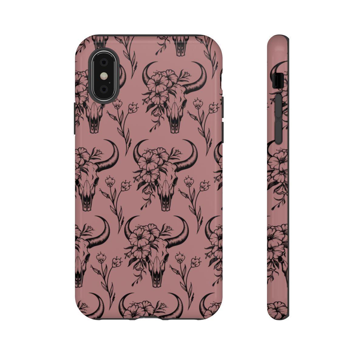Mauve Floral Skull Tough Case