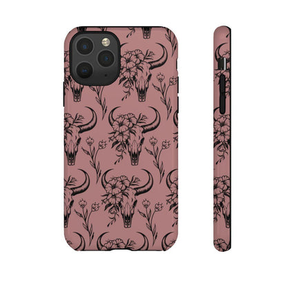 Mauve Floral Skull Tough Case