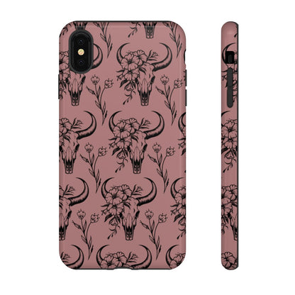 Mauve Floral Skull Tough Case