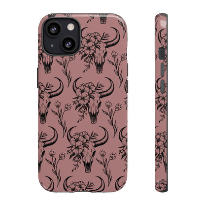 Mauve Floral Skull Tough Case