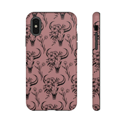 Mauve Floral Skull Tough Case