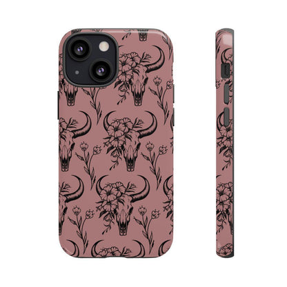 Mauve Floral Skull Tough Case
