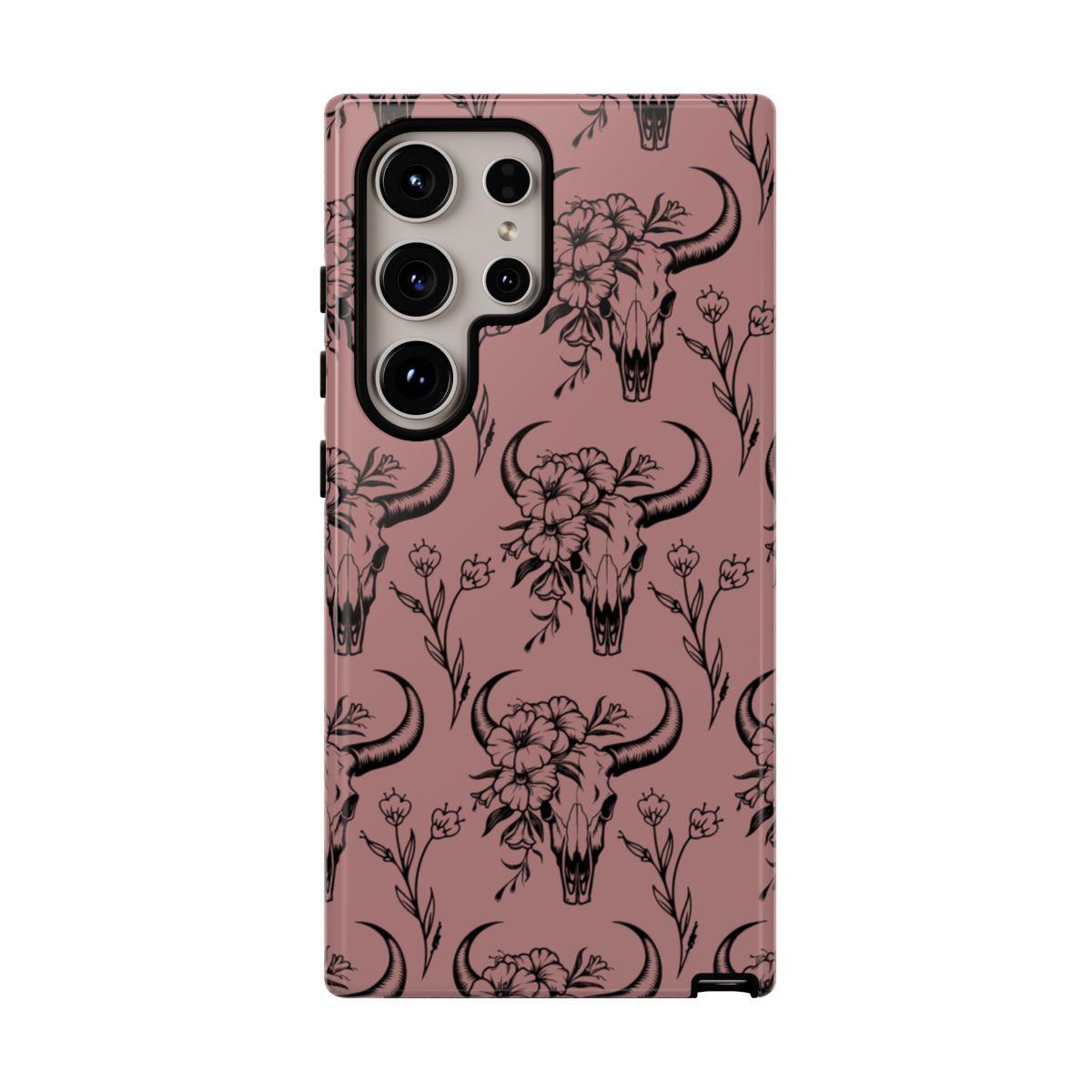 Mauve Floral Skull Tough Case