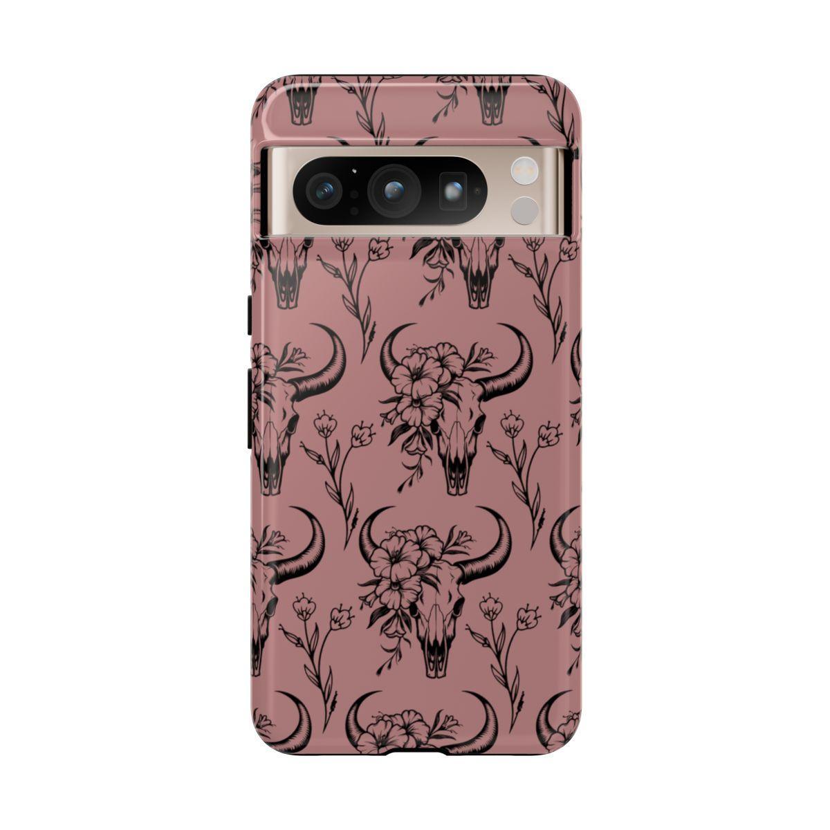 Mauve Floral Skull Tough Case