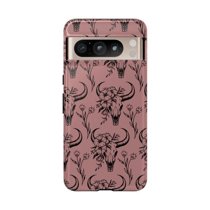 Mauve Floral Skull Tough Case