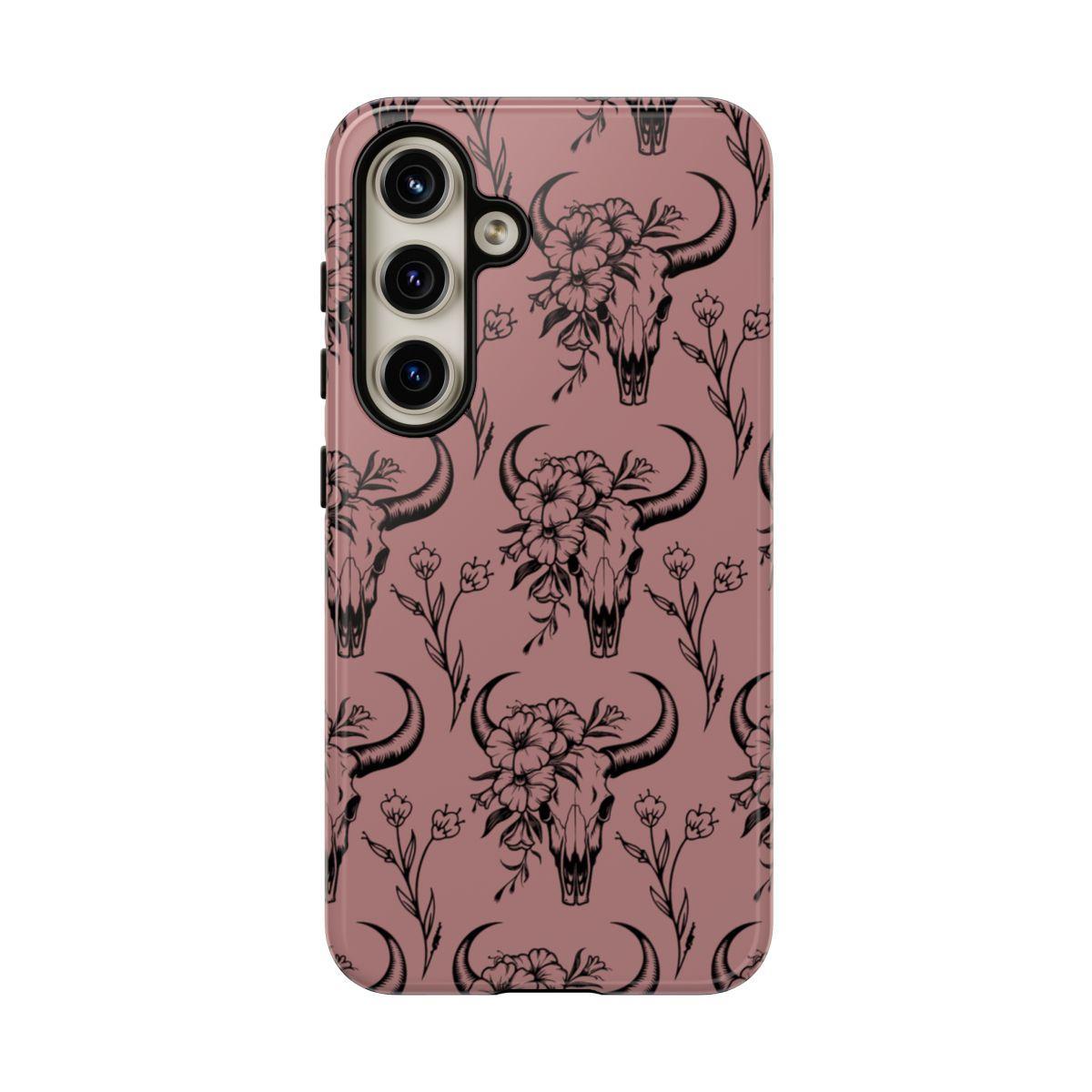 Mauve Floral Skull Tough Case