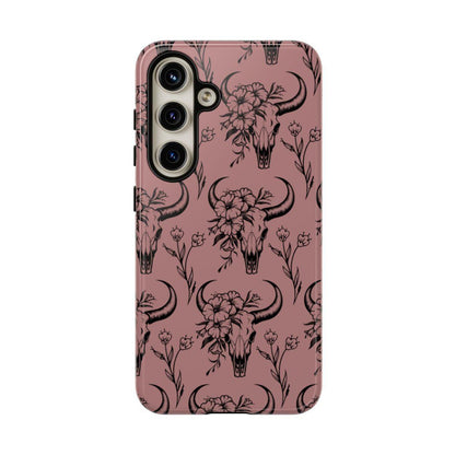 Mauve Floral Skull Tough Case