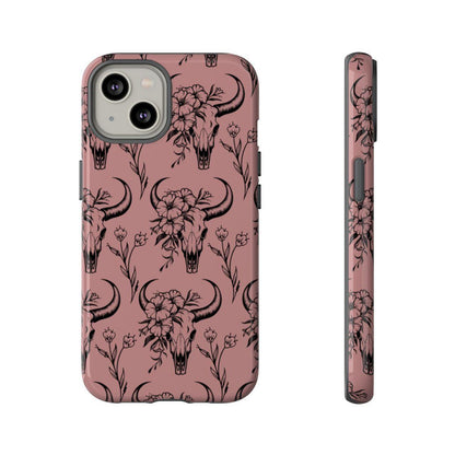 Mauve Floral Skull Tough Case