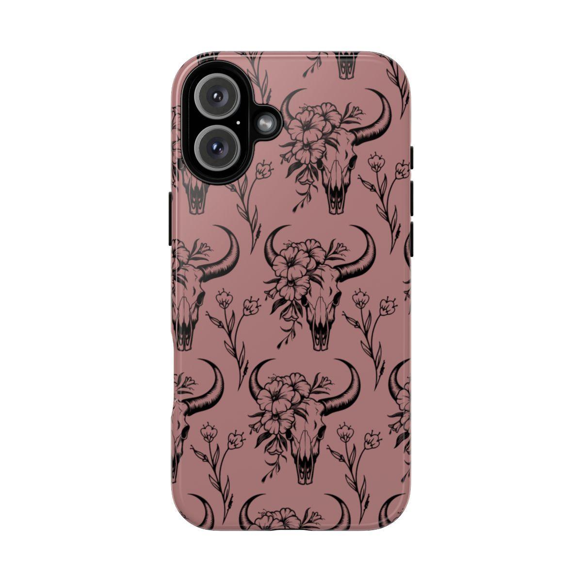 Mauve Floral Skull Tough Case