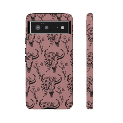 Mauve Floral Skull Tough Case