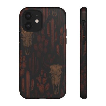 Midnight Cactus Bull Skull Tough Phone Case