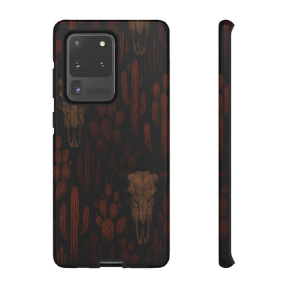 Midnight Cactus Bull Skull Tough Phone Case