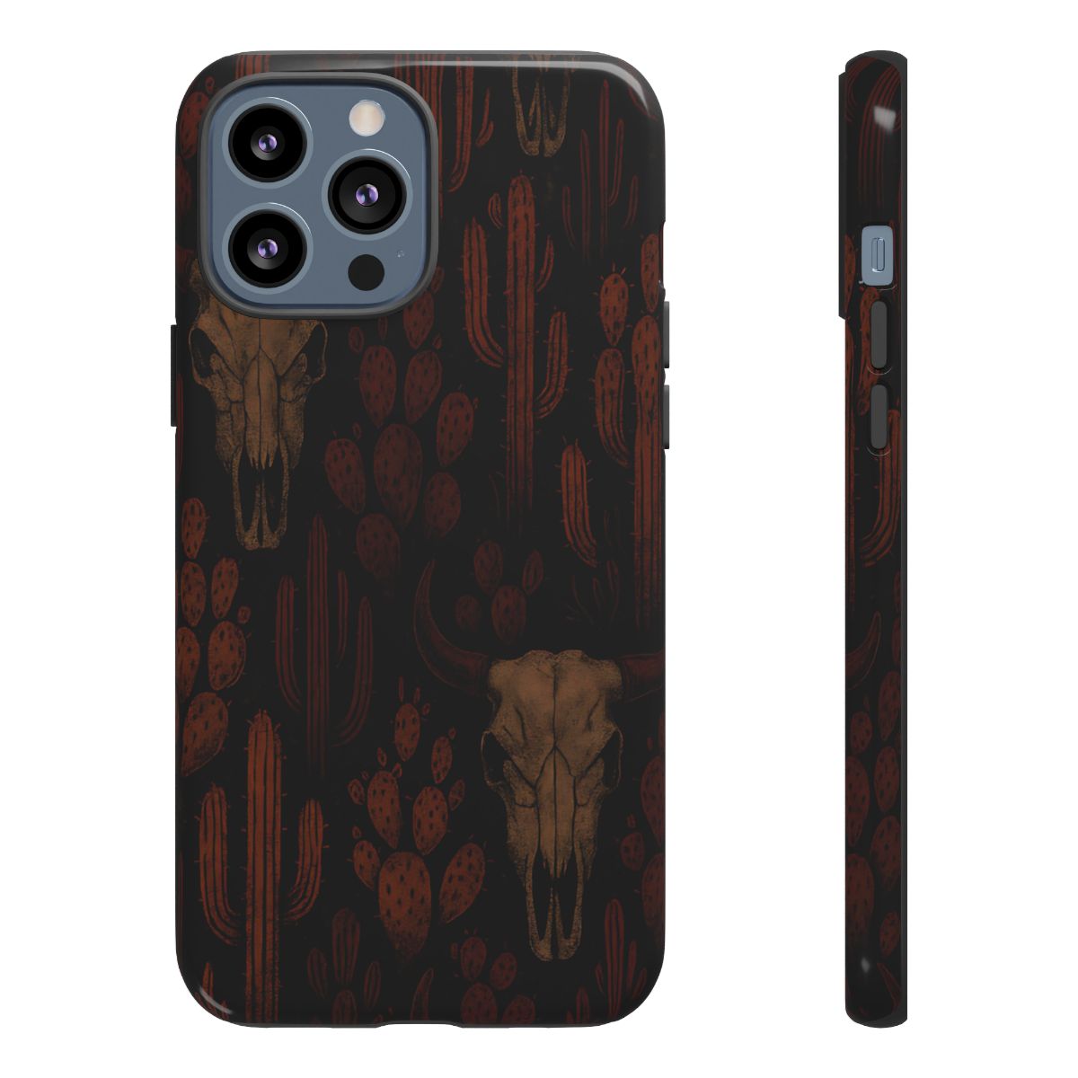 Midnight Cactus Bull Skull Tough Phone Case