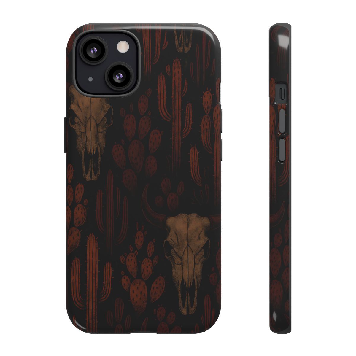 Midnight Cactus Bull Skull Tough Phone Case