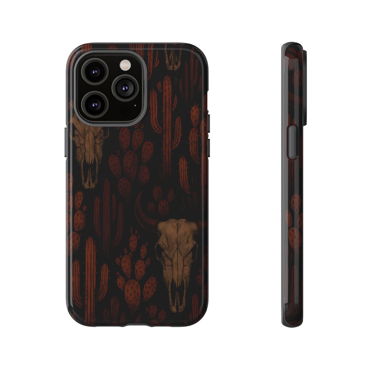 Midnight Cactus Bull Skull Tough Phone Case