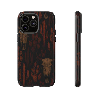 Midnight Cactus Bull Skull Tough Phone Case