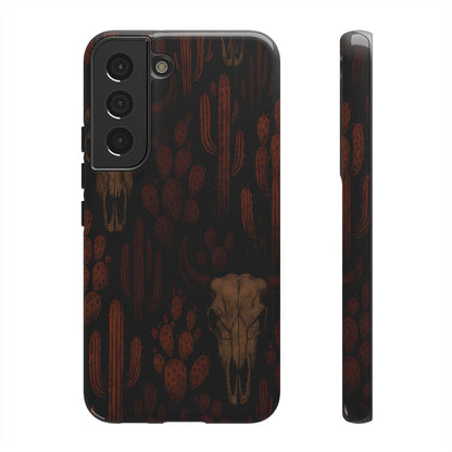 Midnight Cactus Bull Skull Tough Phone Case