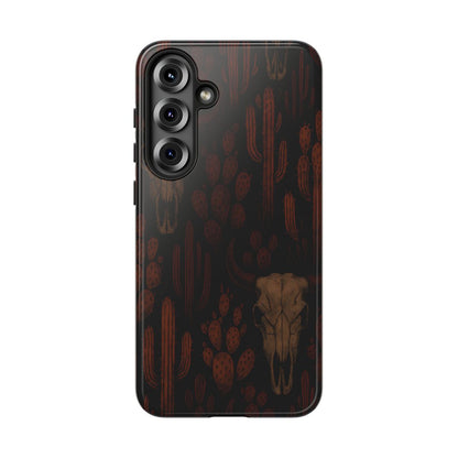 Midnight Cactus Bull Skull Tough Phone Case