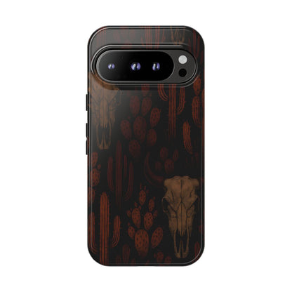 Midnight Cactus Bull Skull Tough Phone Case