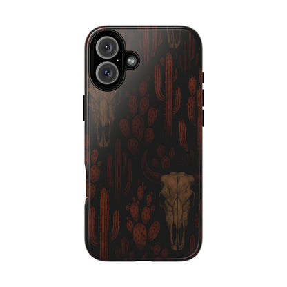 Midnight Cactus Bull Skull Tough Phone Case