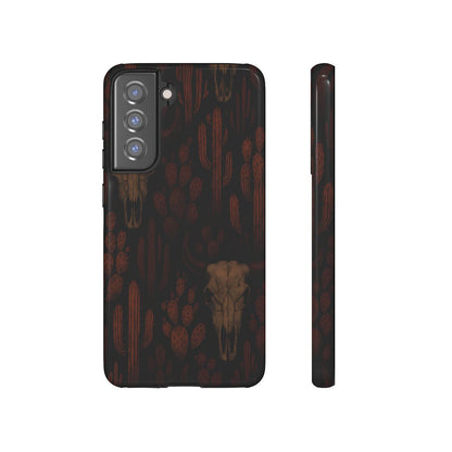 Midnight Cactus Bull Skull Tough Phone Case