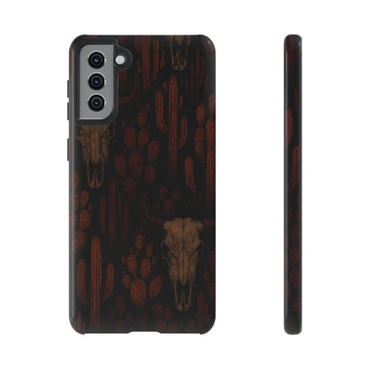 Midnight Cactus Bull Skull Tough Phone Case