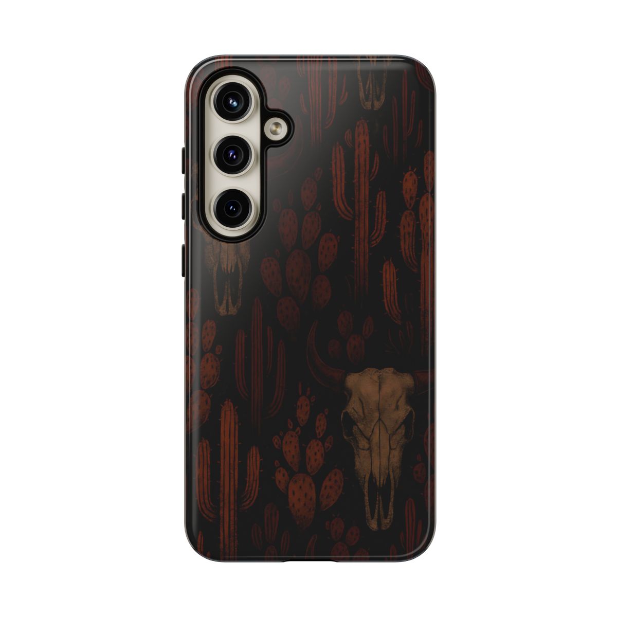 Midnight Cactus Bull Skull Tough Phone Case