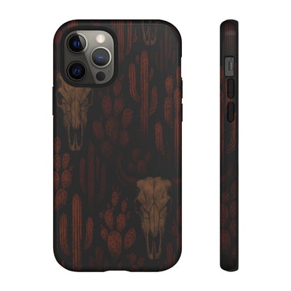Midnight Cactus Bull Skull Tough Phone Case