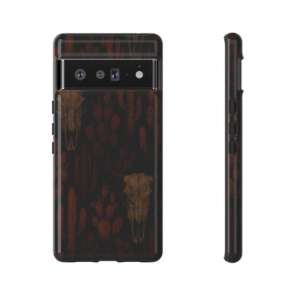 Midnight Cactus Bull Skull Tough Phone Case