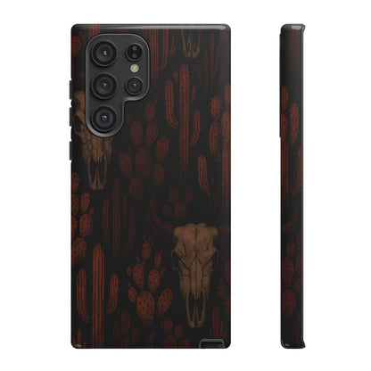 Midnight Cactus Bull Skull Tough Phone Case