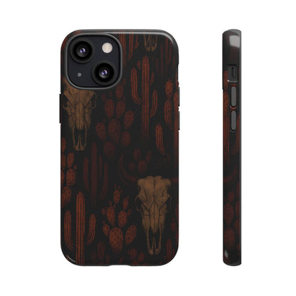 Midnight Cactus Bull Skull Tough Phone Case