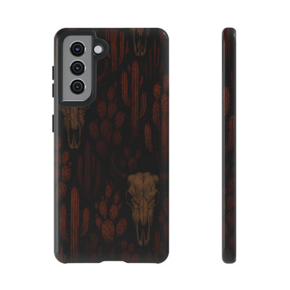 Midnight Cactus Bull Skull Tough Phone Case