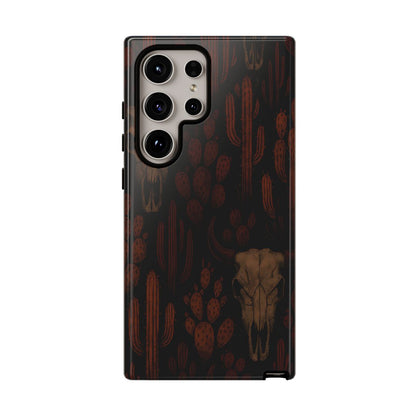 Midnight Cactus Bull Skull Tough Phone Case