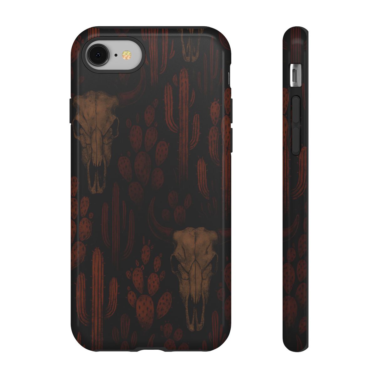 Midnight Cactus Bull Skull Tough Phone Case