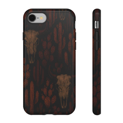 Midnight Cactus Bull Skull Tough Phone Case