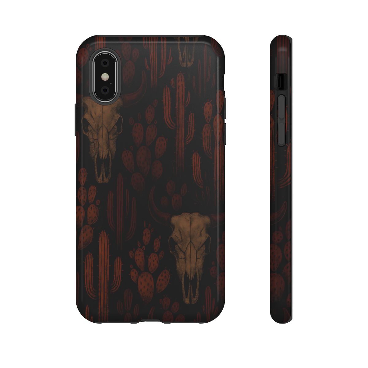 Midnight Cactus Bull Skull Tough Phone Case