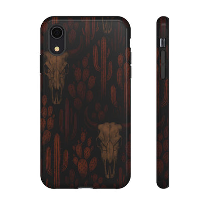 Midnight Cactus Bull Skull Tough Phone Case