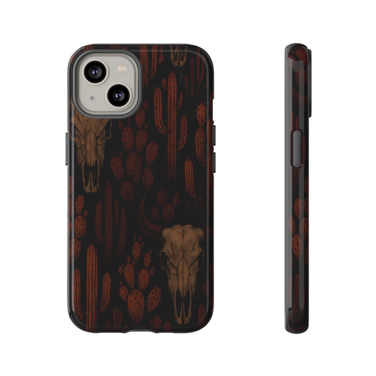 Midnight Cactus Bull Skull Tough Phone Case