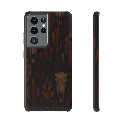 Midnight Cactus Bull Skull Tough Phone Case