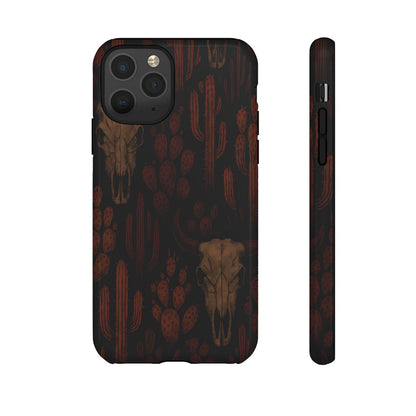 Midnight Cactus Bull Skull Tough Phone Case