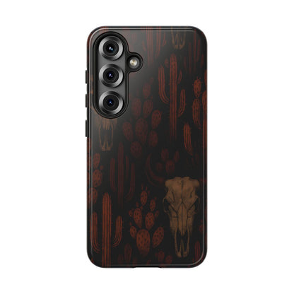 Midnight Cactus Bull Skull Tough Phone Case