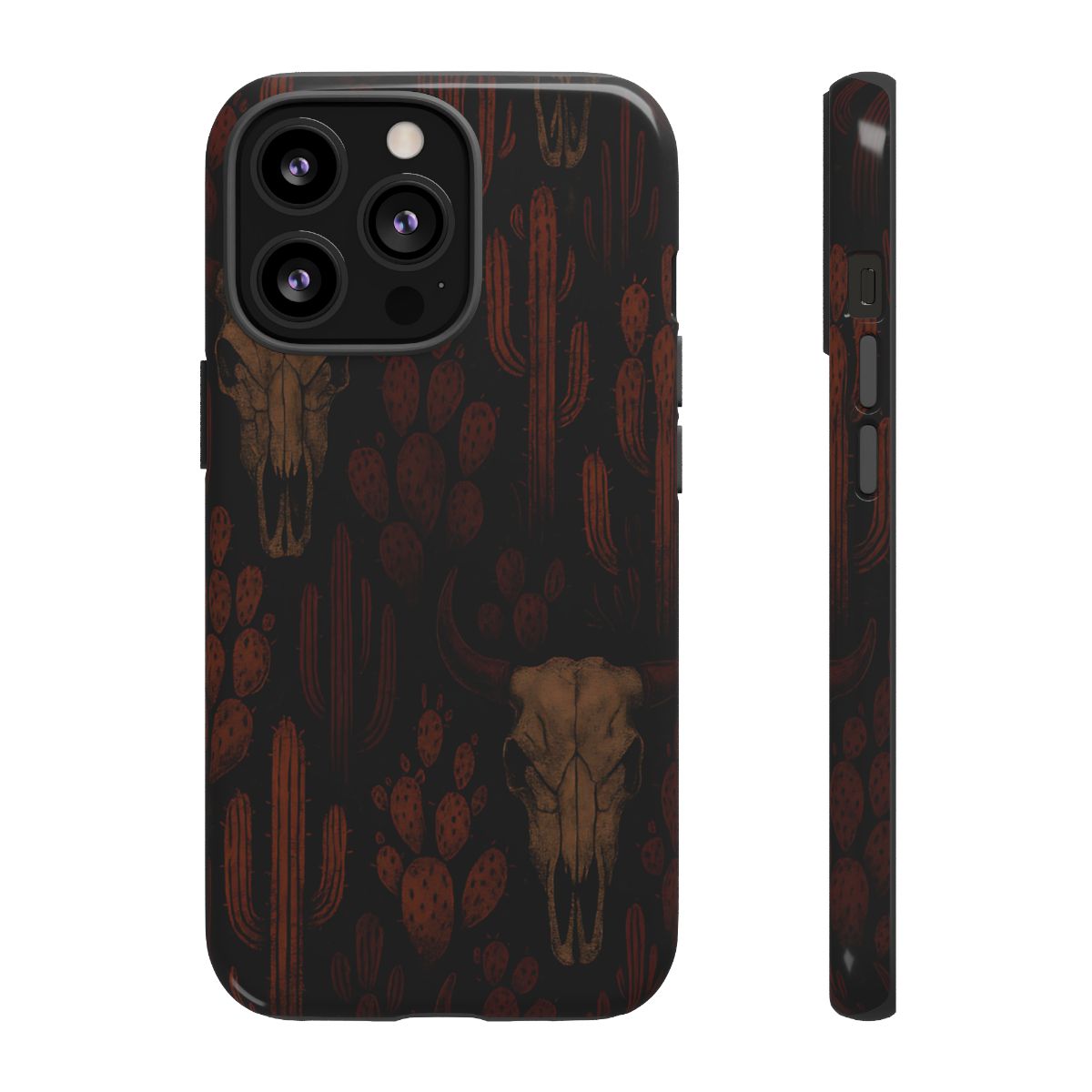 Midnight Cactus Bull Skull Tough Phone Case