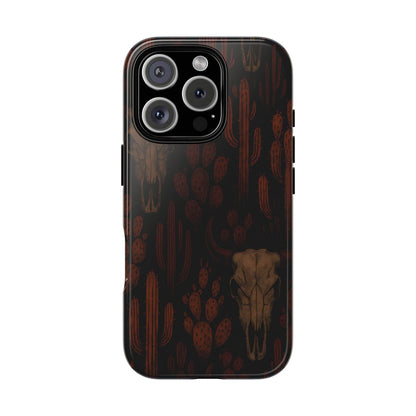Midnight Cactus Bull Skull Tough Phone Case