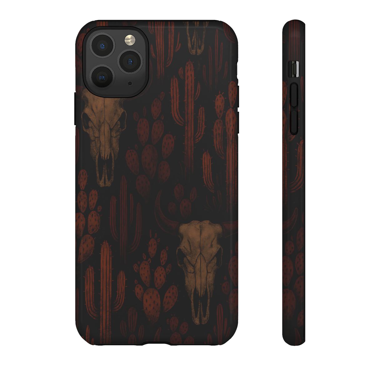 Midnight Cactus Bull Skull Tough Phone Case