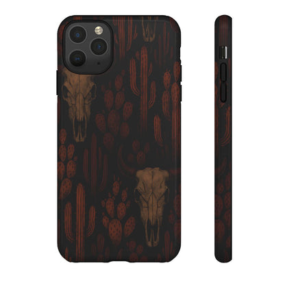 Midnight Cactus Bull Skull Tough Phone Case