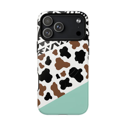 Mint Aztec Cowhide Magnetic Case - iPhone 18 Pro Max
