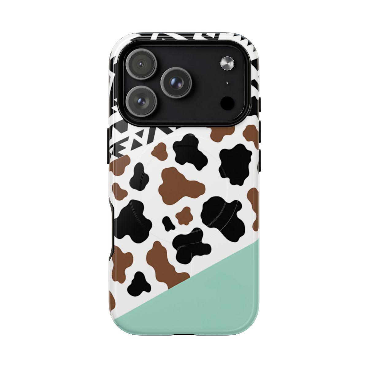 Mint Aztec Cowhide Magnetic Case - iPhone 18 Pro