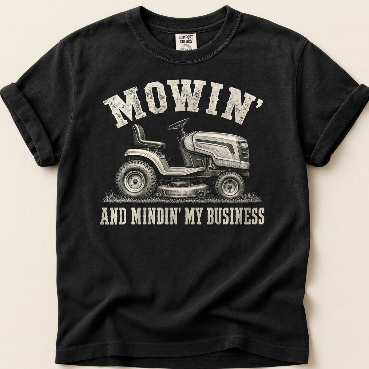 Mowin And Mindin T-shirt on Black