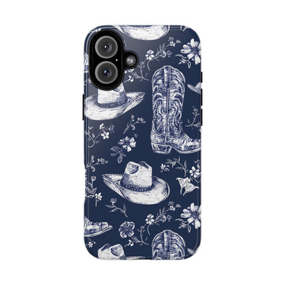 Navy Floral Boots Tough Case